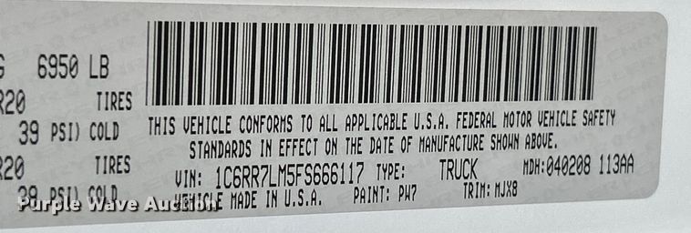 image for item NL9549 2015 Dodge Ram 1500  Crew Cab pickup truck