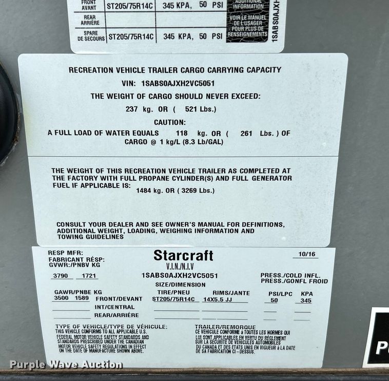 image for item NL9551 2017 Starcraft Satellite  camper