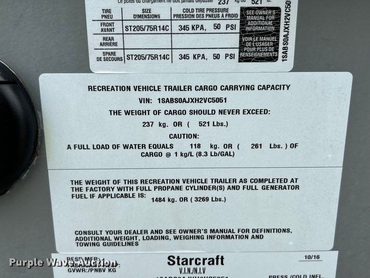 image for item NL9551 2017 Starcraft Satellite  camper