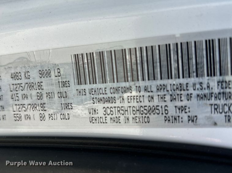 image for item NL9599 2017 Dodge Ram 2500  Crew Cab flatbed pickup truck