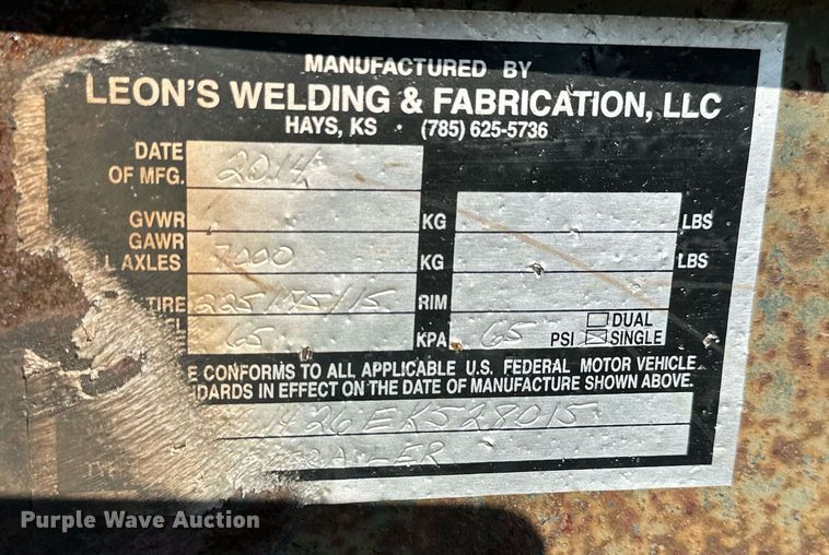 image for item NP9455 2014 Leon's Welding  car trailer