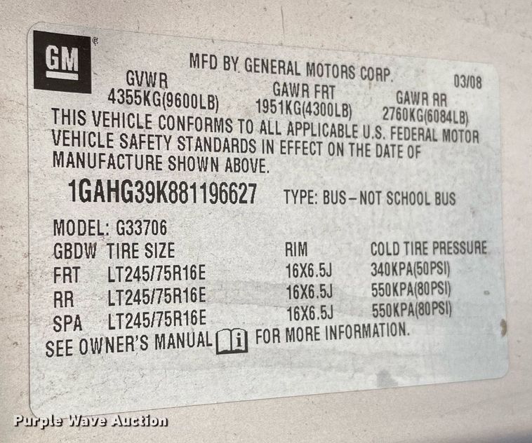 image for item NT9503 2008 Chevrolet Express 3500