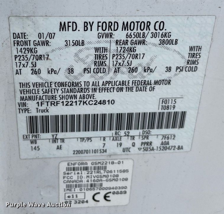 image for item NT9530 2007 Ford F150  SuperCab pickup truck