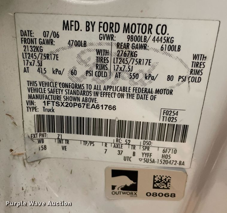 image for item NT9535 2007 Ford F250 Super Duty XL  SuperCab pickup truck