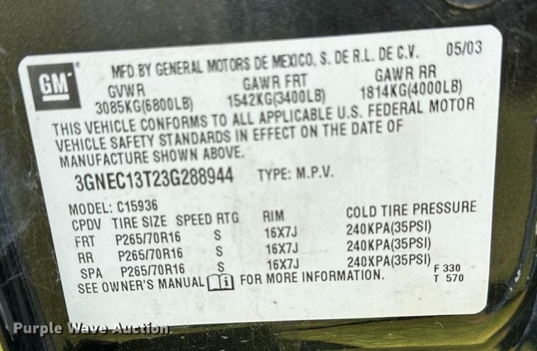 image for item OC9149 2003  Chevrolet Avalanche  Crew Cab pickup truck