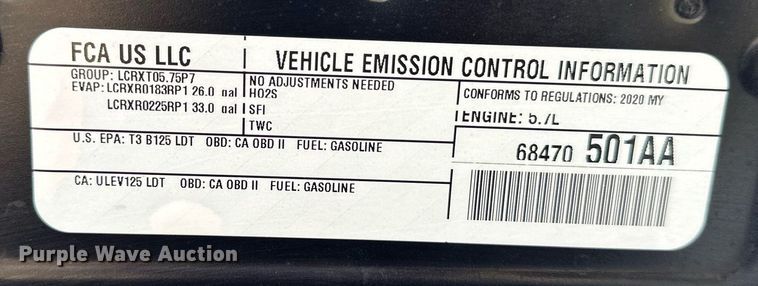 image for item OC9165 2020 Dodge Ram 1500 Laramie  Crew Cab pickup truck