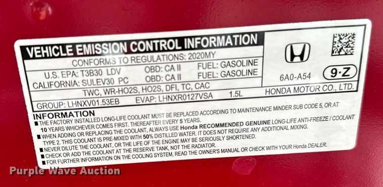 image for item OC9169 2020 Honda Accord Sport