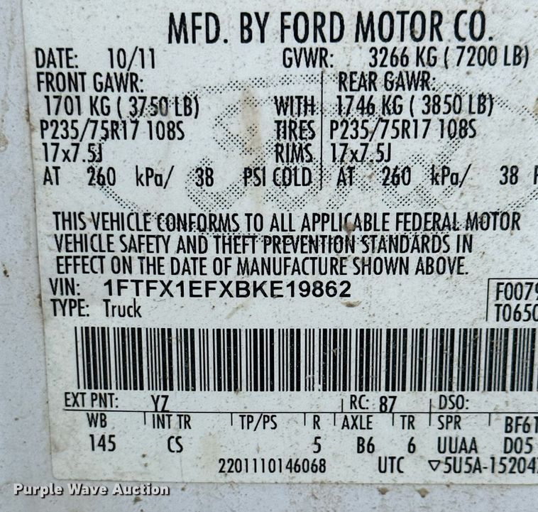 image for item OC9418 2011 Ford F150  SuperCab pickup truck