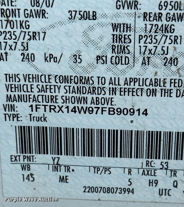 image for item OC9423 2007 Ford F150  SuperCab pickup truck