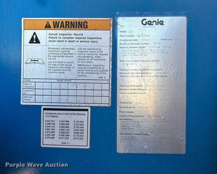 image for item DJ6249 2013 Genie S-65  boom lift