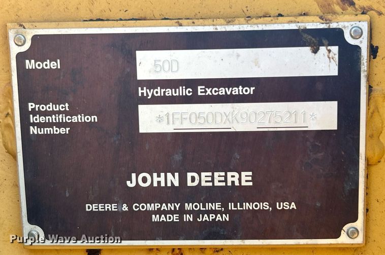 image for item DJ6288 2010 John Deere 50D  mini excavator