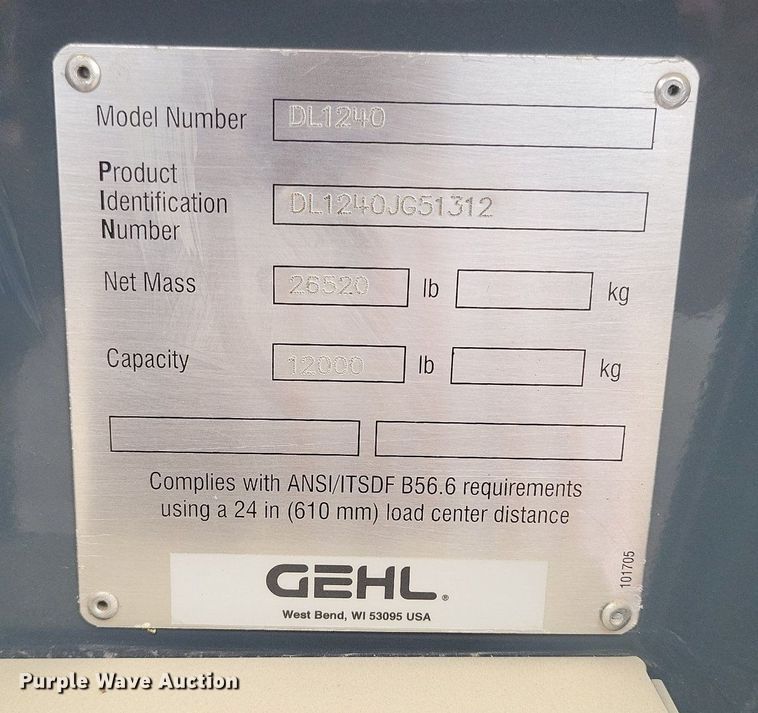 image for item DK3986 2017 Gehl DL1240  telehandler