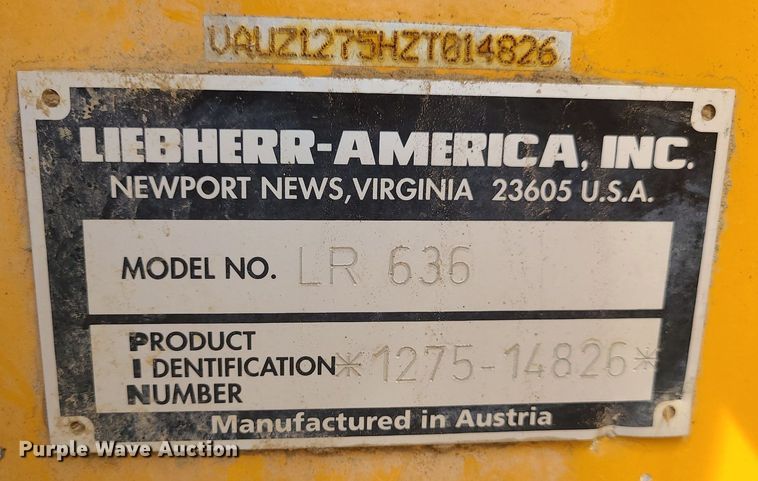 image for item DK4014 2016 Liebherr LR636  track loader