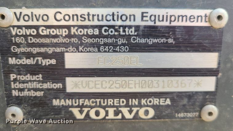 image for item DK4017 2017 Volvo EC250EL  excavator