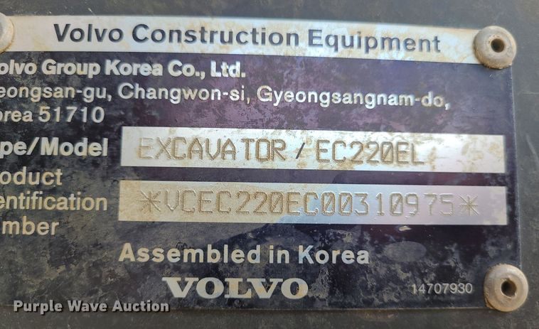 image for item DK4021 2018 Volvo EC220EL  excavator