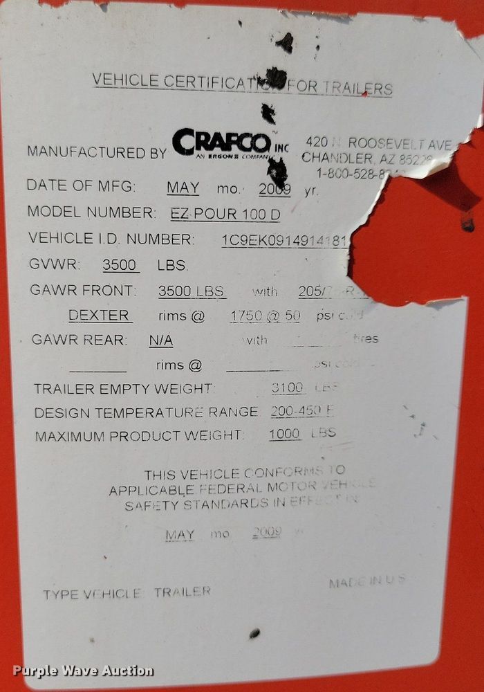 image for item DN4069 2009 Crafco EZ Pour 100 D  pothole patcher