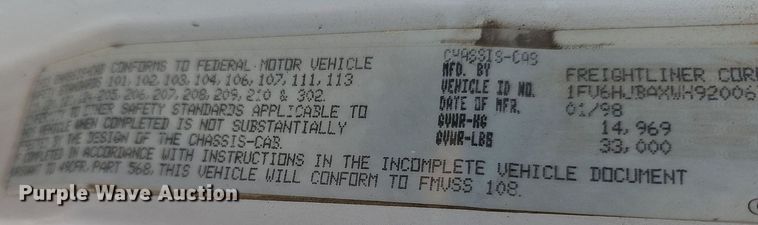 image for item DN8598 1998 Freightliner FL70 Broom Bear  street sweeper truck