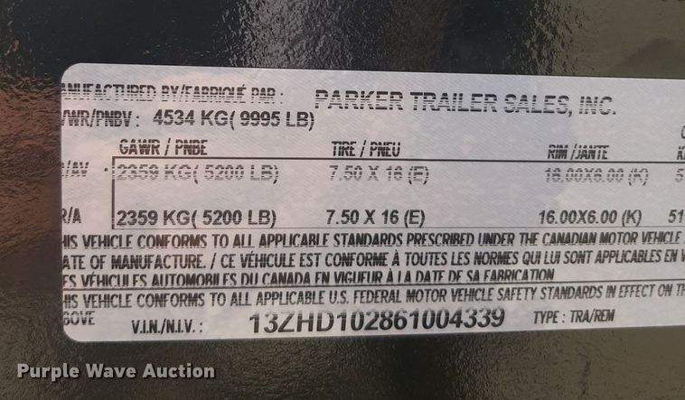 image for item DO3026 2006 Parker Performance Power Hoist  dump trailer