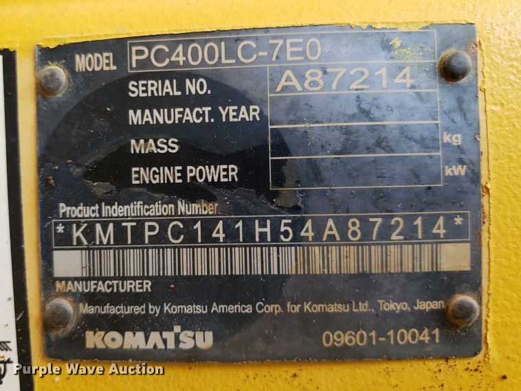 image for item DO3033 2007 Komatsu PC400LC-7  excavator