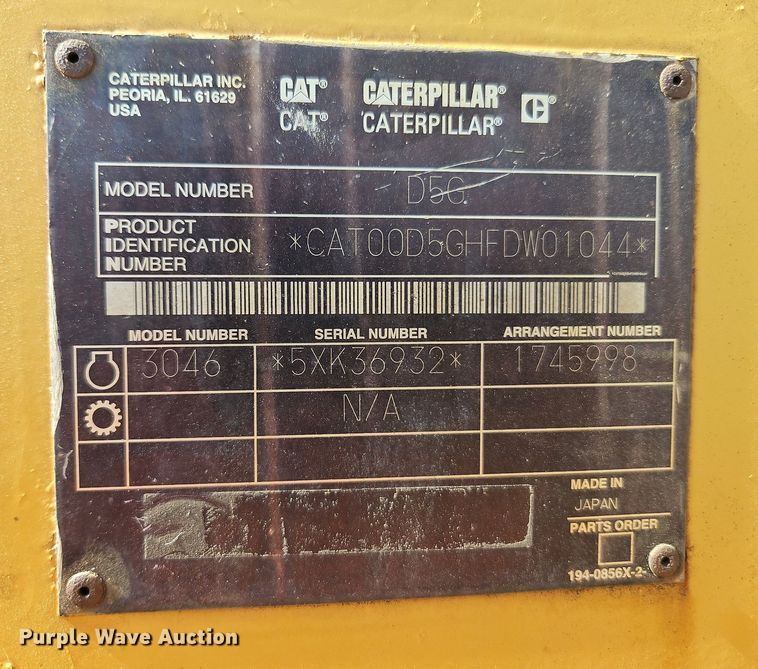 image for item DP2367 2003 Caterpillar D5G LGP  dozer