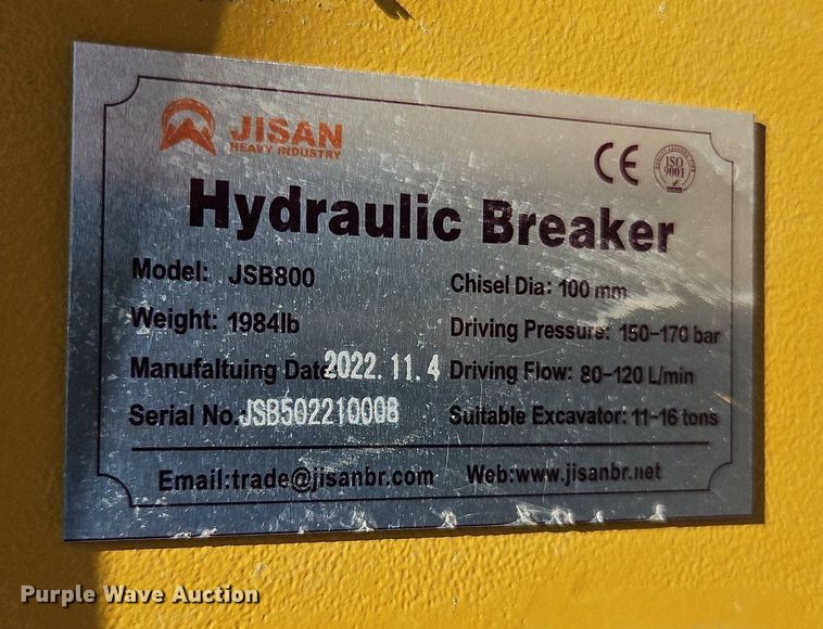 image for item DP2377 2022 Jisan JSB800  hydraulic breaker