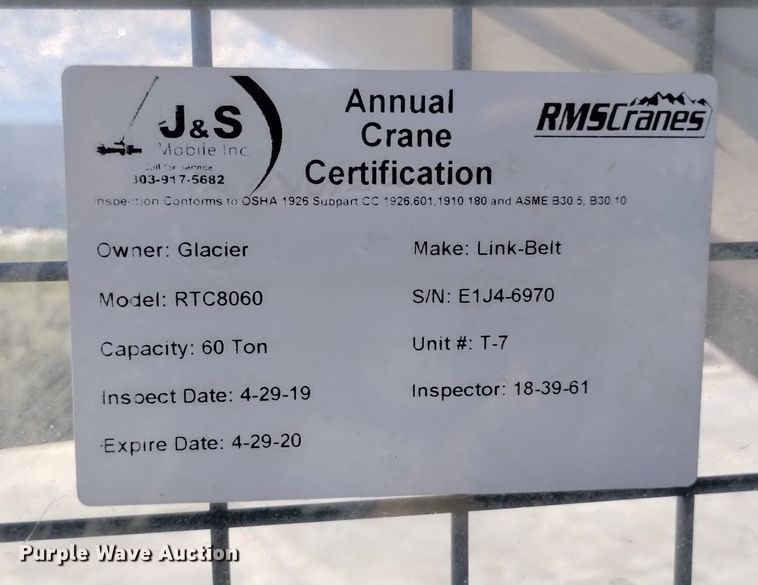 image for item DP3407 2004 Link-Belt RTC-8060  crane