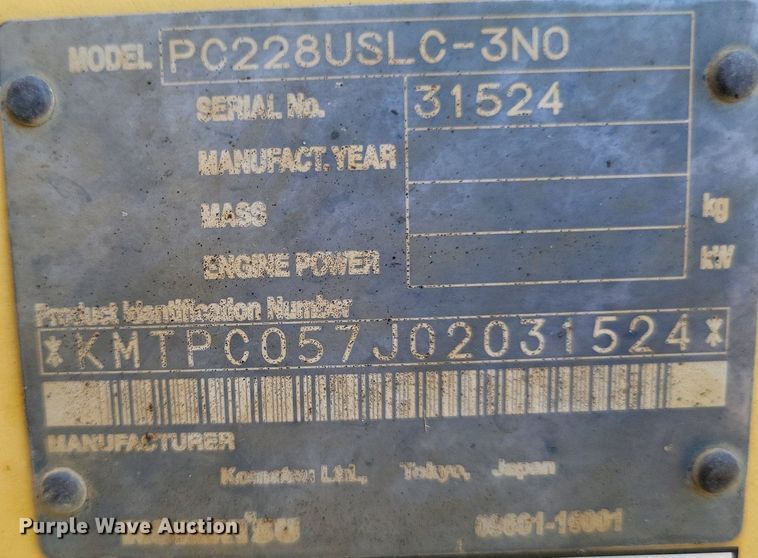 image for item DP5238 2005 Komatsu PC228USLC  excavator