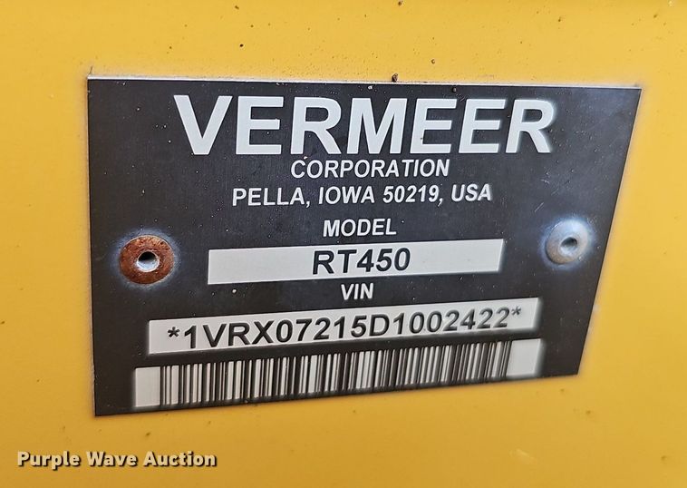 image for item DQ0256 2013 Vermeer RT450  trencher