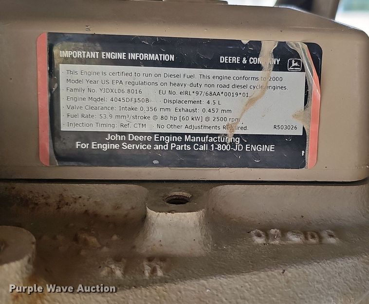 image for item DQ0257 2001 Ingersoll Rand P185 JD  air compressor