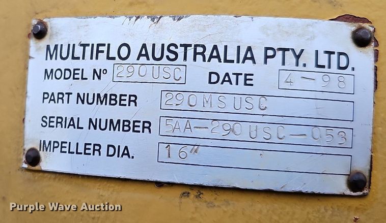 image for item DQ0270 1998 Multiflo Pumps MFV-290-USC-001-4.98  pump