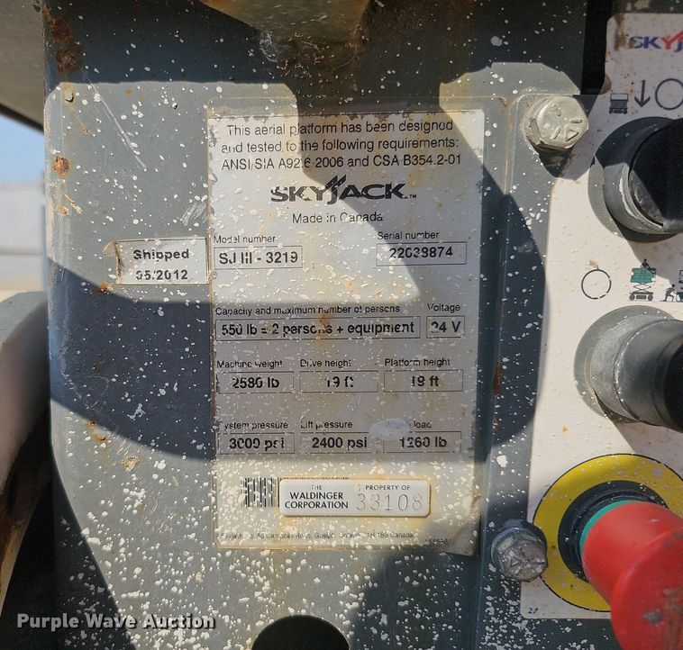 image for item DQ0308 Skyjack SJIII 3219 scissor lift