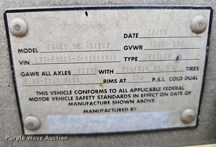 image for item DQ0323 1997 Transcraft  Eagle W2 flatbed trailer
