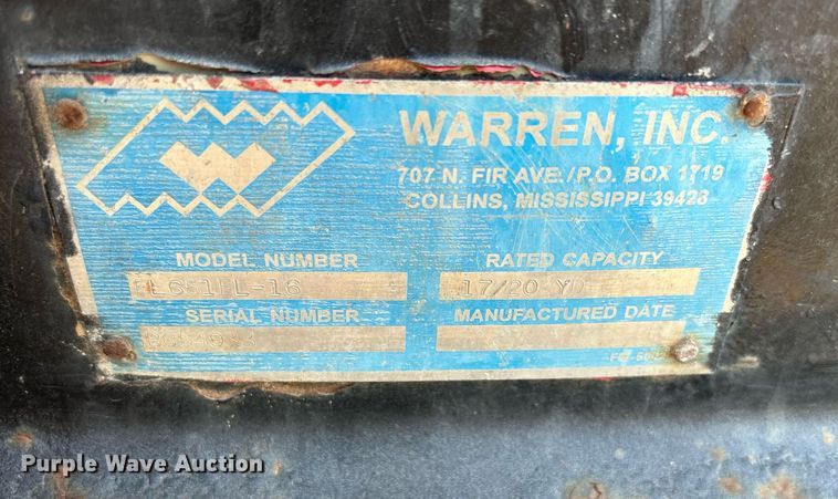 image for item DQ0912 Warren FL651FL-16  dump truck bed