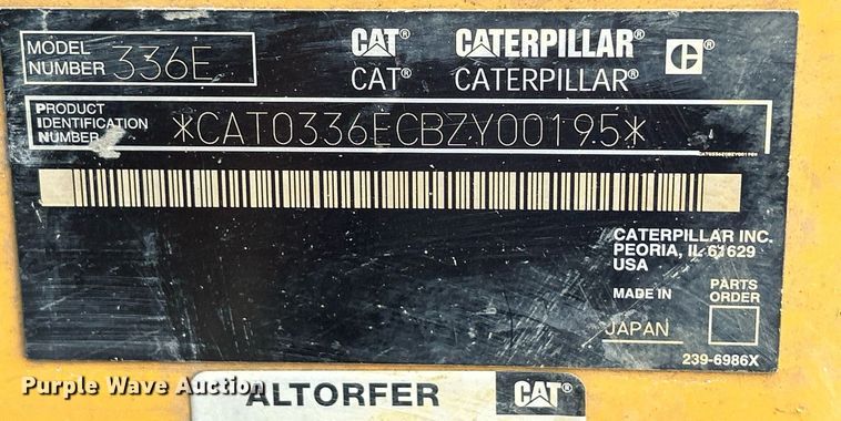 image for item DQ0923 2011 Caterpillar 336E  excavator