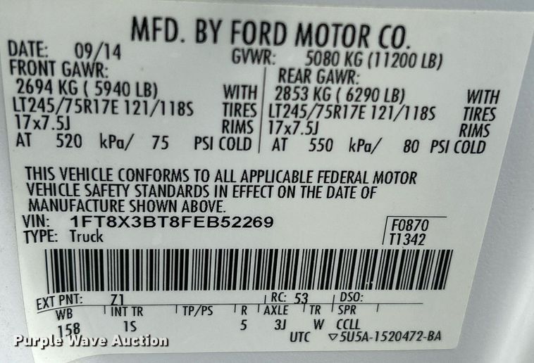 image for item DQ0924 2015 Ford  F350 Super Duty XL  Ext. Cab utility bed pickup truck