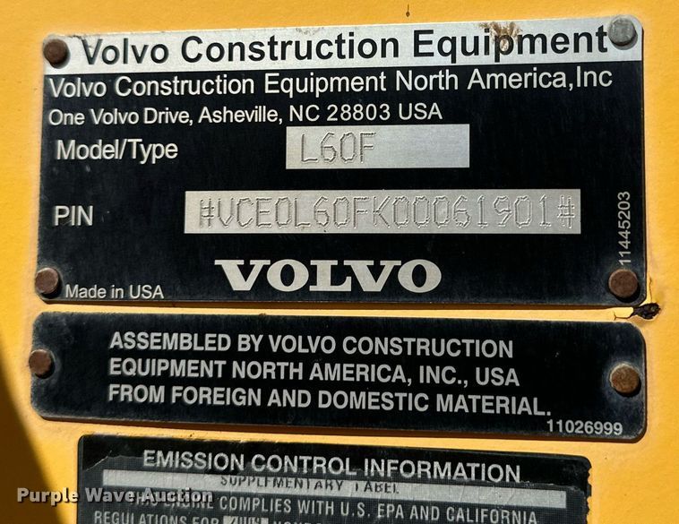 image for item DQ1396 2009 Volvo L60F  wheel loader