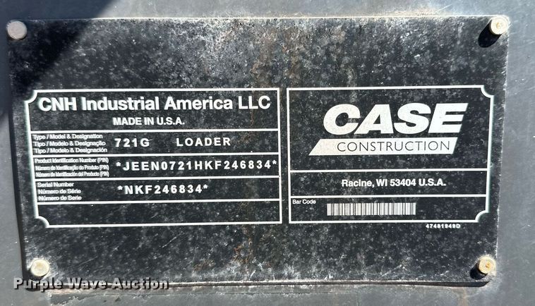 image for item DQ1413 2019 Case 721G  wheel loader