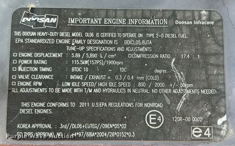 image for item DQ2187 2011 Doosan DX225LC  excavator