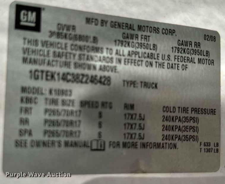 image for item DS2254 2008 GMC Sierra 1500  pickup truck