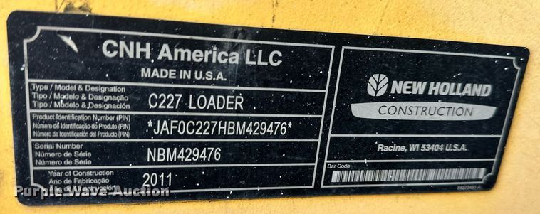 image for item DS2255 2011 New Holland C227  skid steer loader