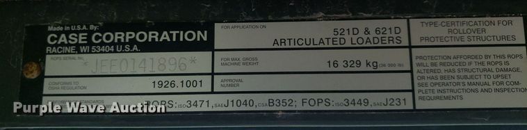 image for item IP9427 2002 Case 621D  wheel loader