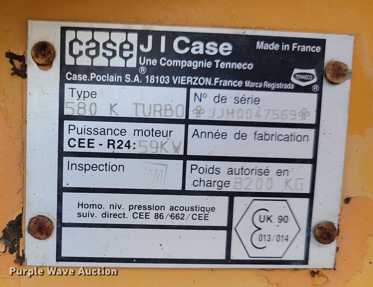 image for item IQ9895 Case 580SK Turbo  backhoe