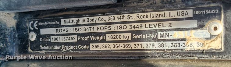 image for item JC9991 2018 Caterpillar TL1255D  telehandler