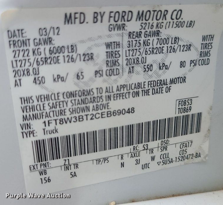 image for item JD9007 2012 Ford F350 Super Duty Lariat  Crew Cab pickup truck