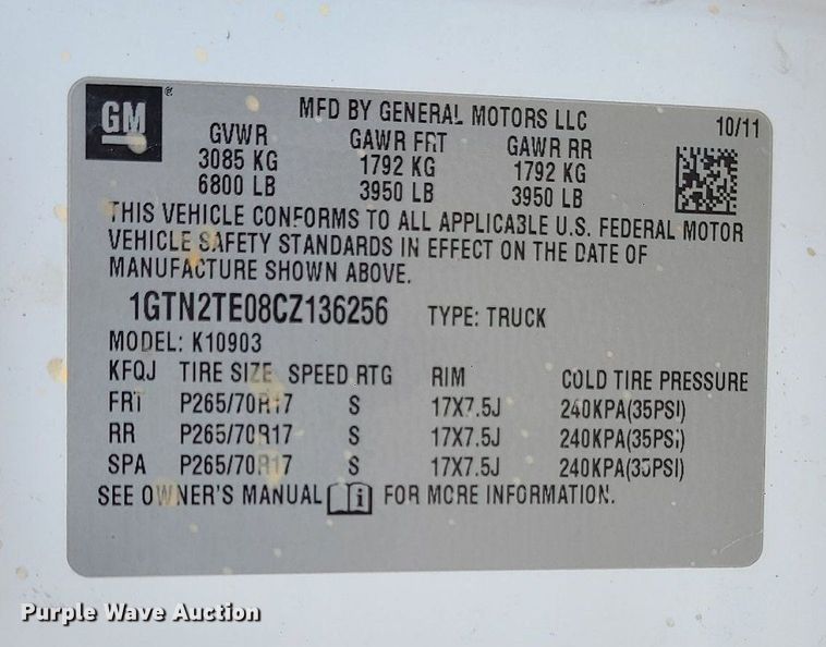 image for item JD9014 2012 GMC Sierra 1500  pickup truck