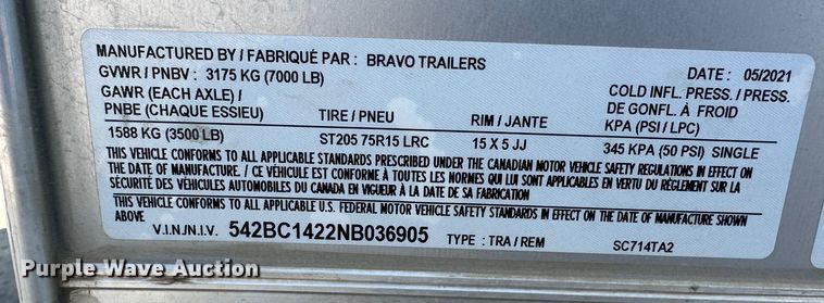 image for item JD9032 2022 Croft SC714TA2DRDGT  enclosed cargo trailer