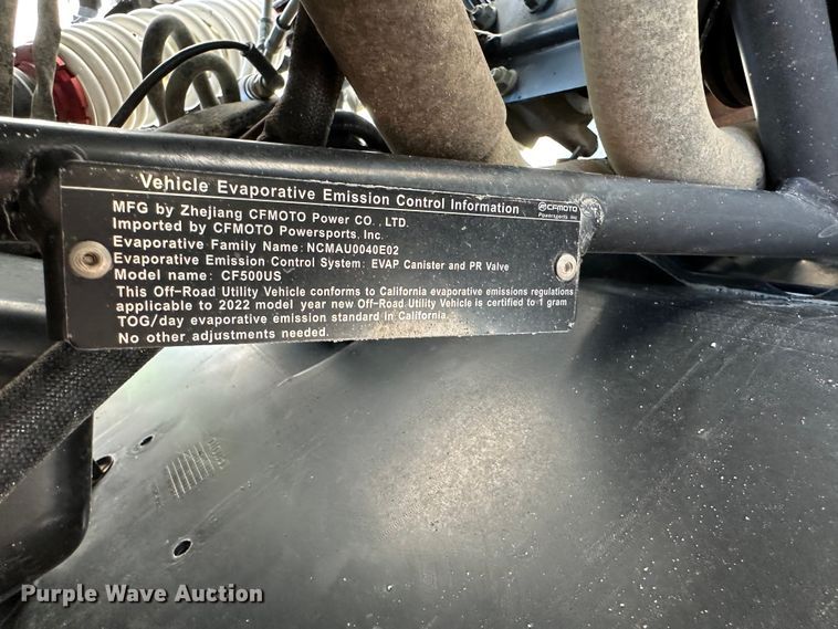 image for item JD9039 2022 CFMOTO Zforce 500 Trail  utility vehicle