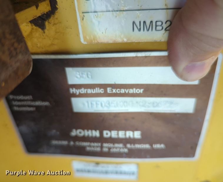 image for item KB9406 2017 John Deere 35G  mini excavator