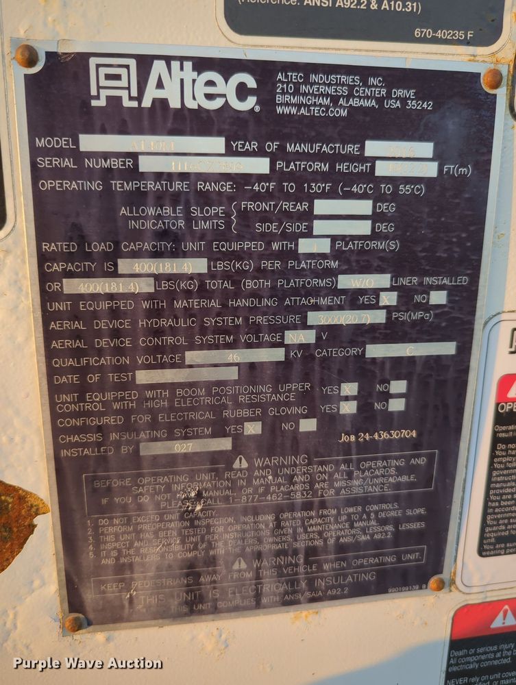 image for item KW9052 2016 Ford F550  bucket truck