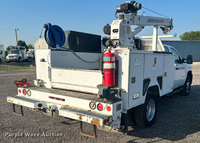 image for item KW9078 2013 Chevrolet Silverado 3500HD  Ext. Cab utility bed pickup truck